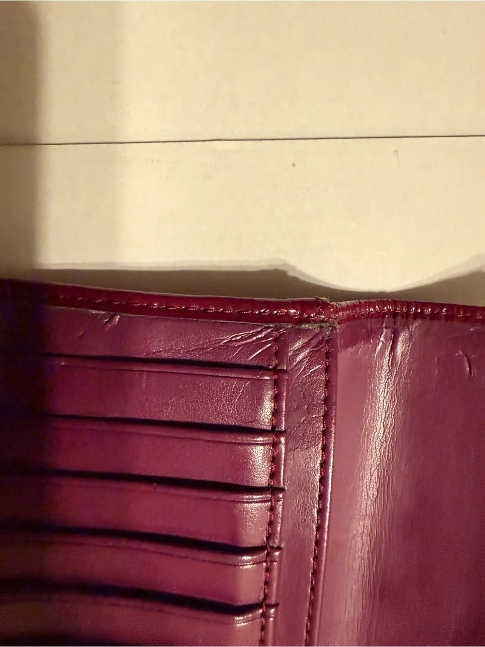 Glossy Plum Leather Clutch Wallet - coach